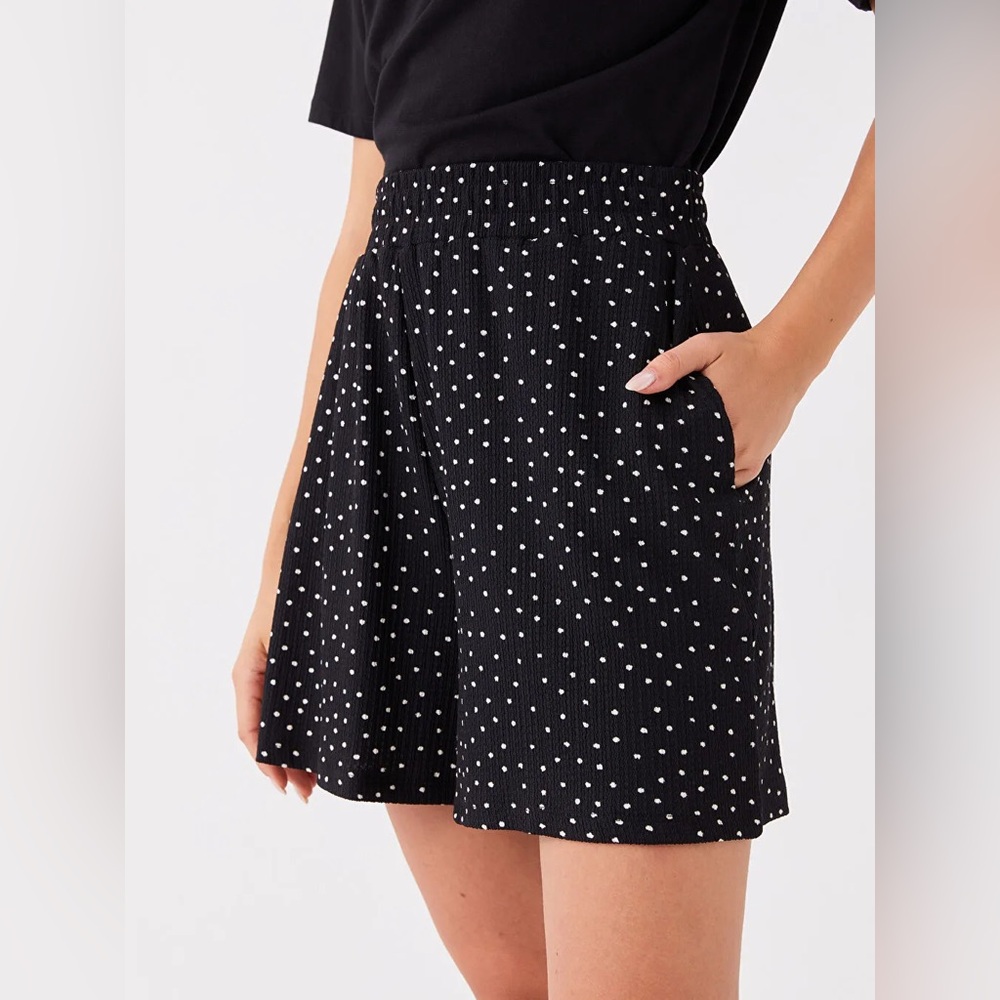 NWOT Jessica Scott Vintage high waist Pleated Polka Dot pull-on smocked retro